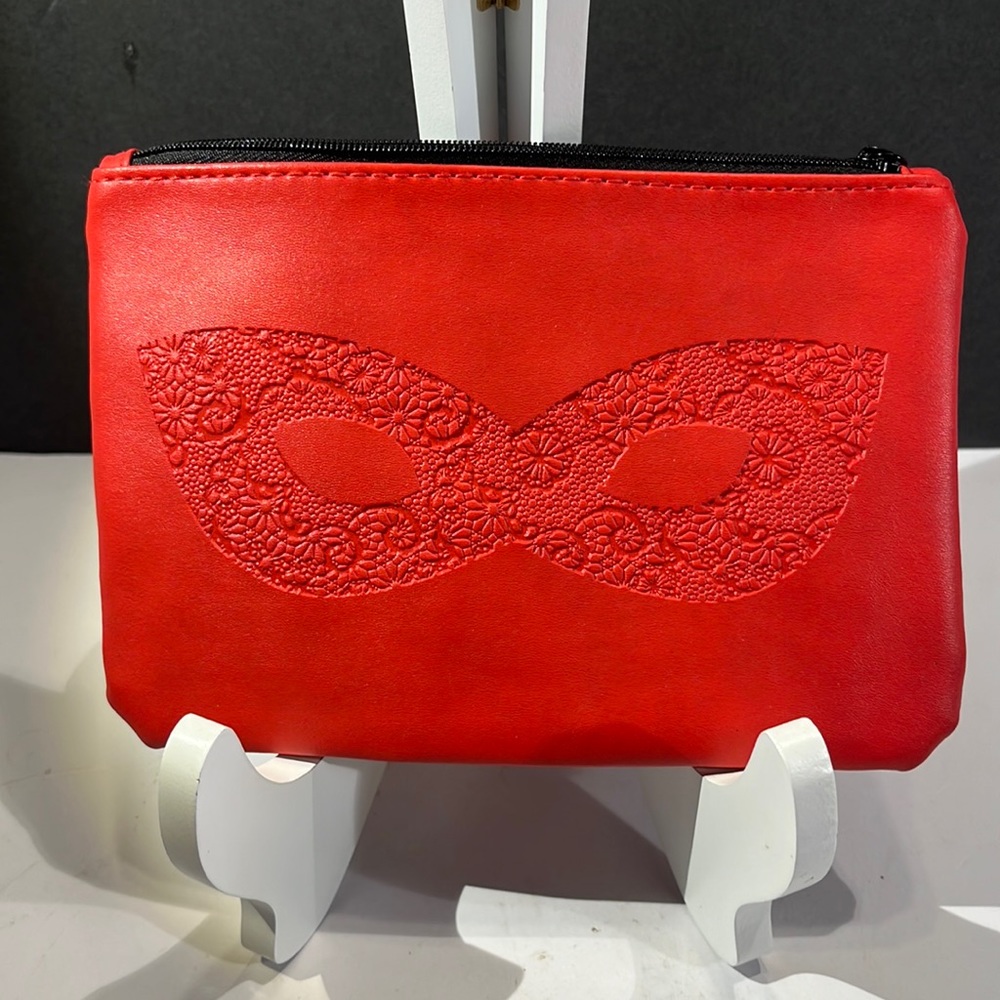 Masquerade Ipsy Mardi Gras, cosmetic, makeup bag, red